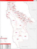 San Mateo, Ca Wall Map Zip Code